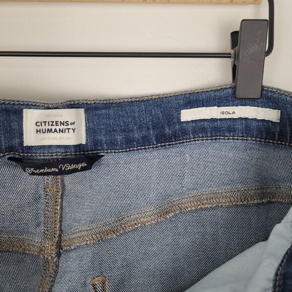 Citizens Of Humanity Isola Straight Crop Jeans Stretch Raw Hem Blue Size 29 - Picture 16 of 16